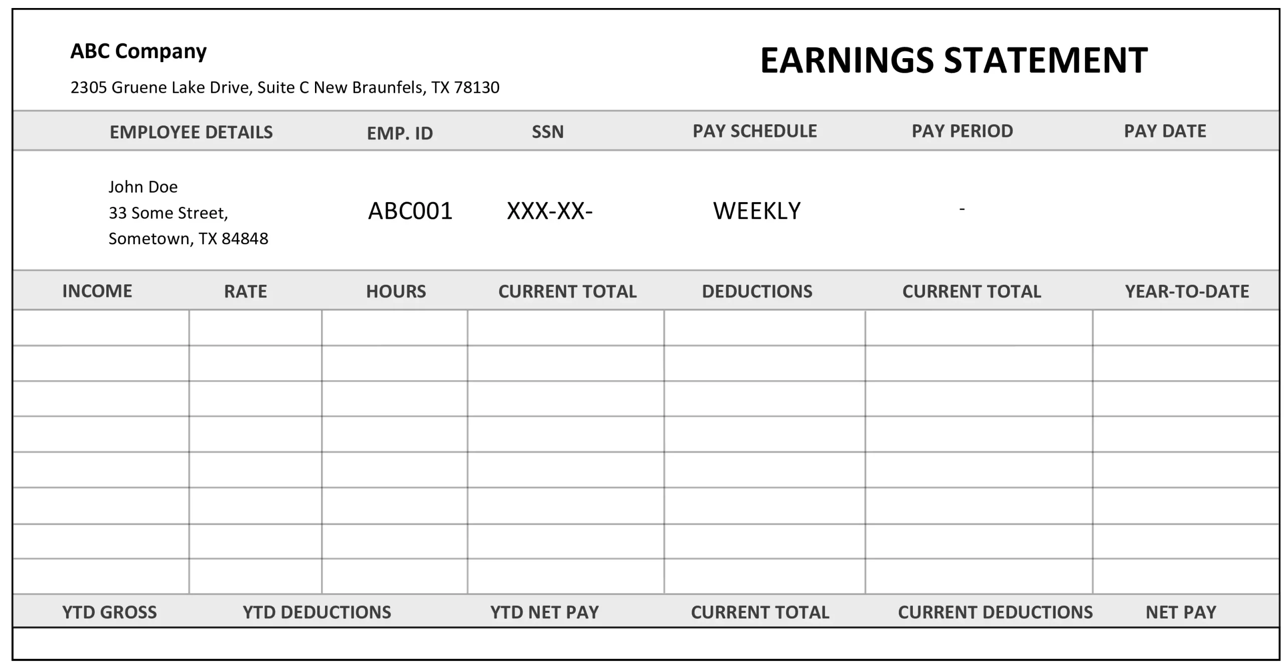 Independent contractor pay stub template preview