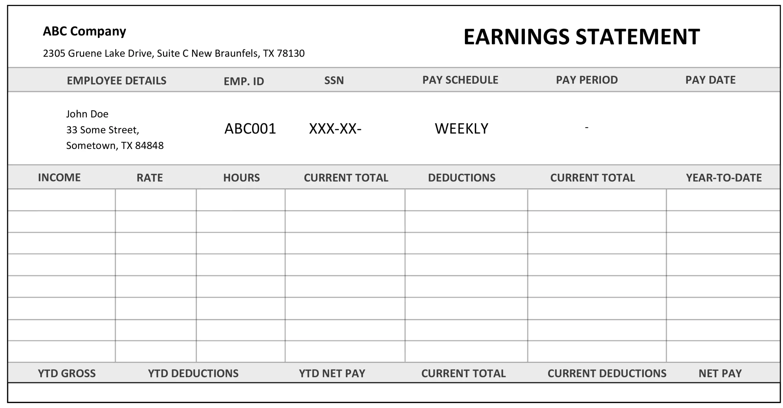 Pay Stub Template For 1099 Employee