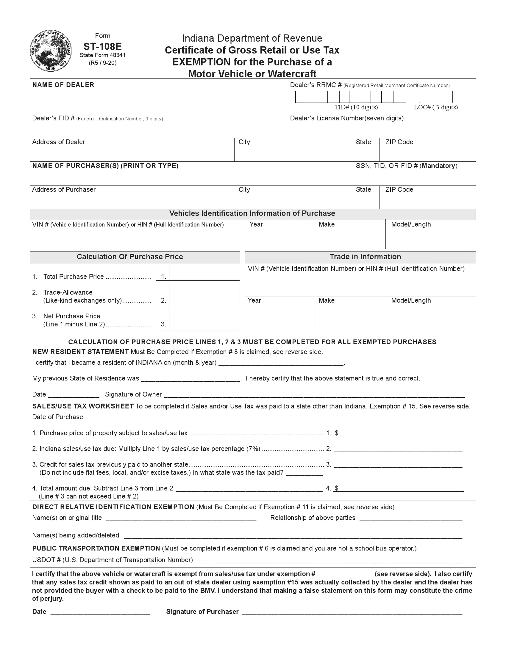 (Boat) Form 48841