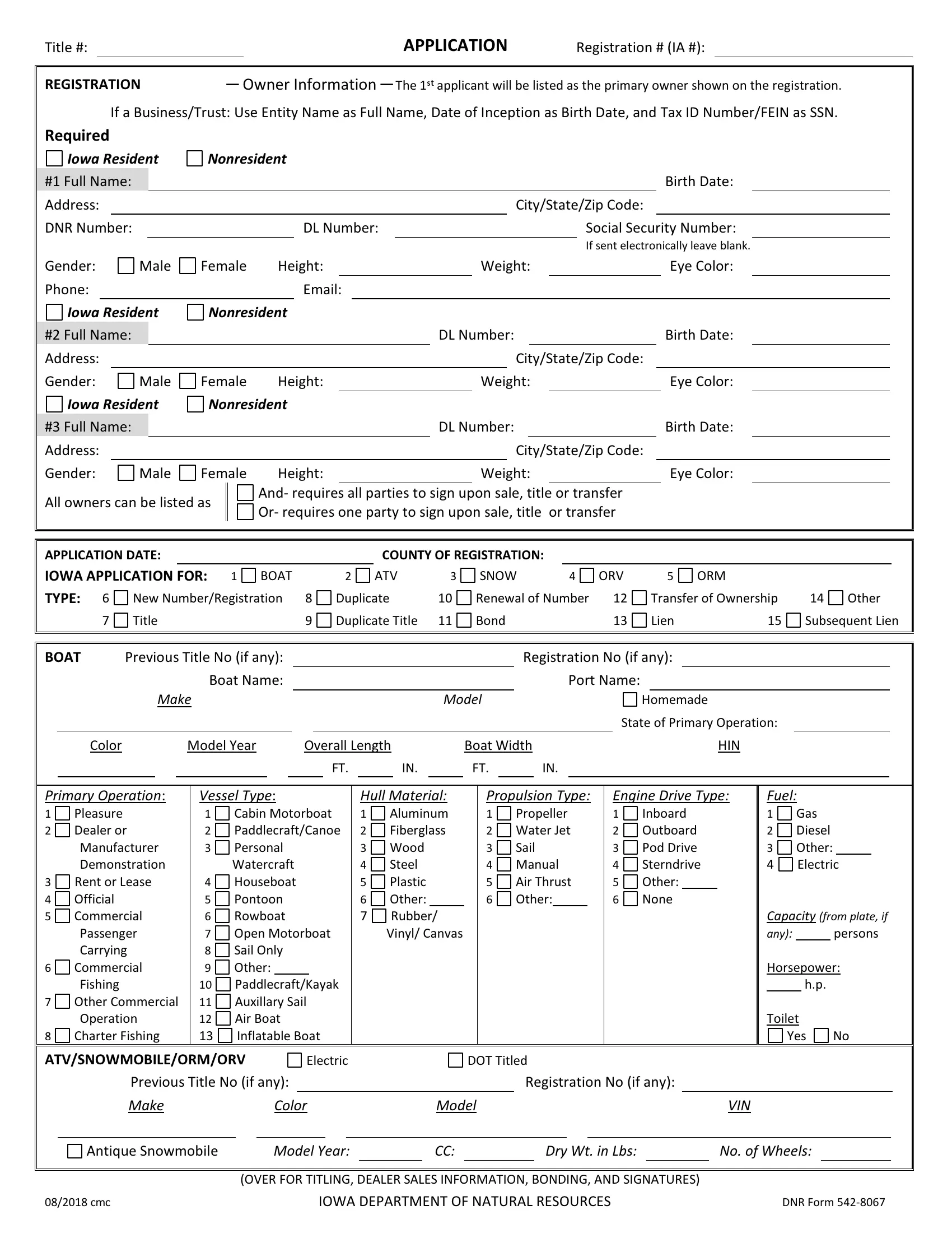 (Boat) Form 542-8067