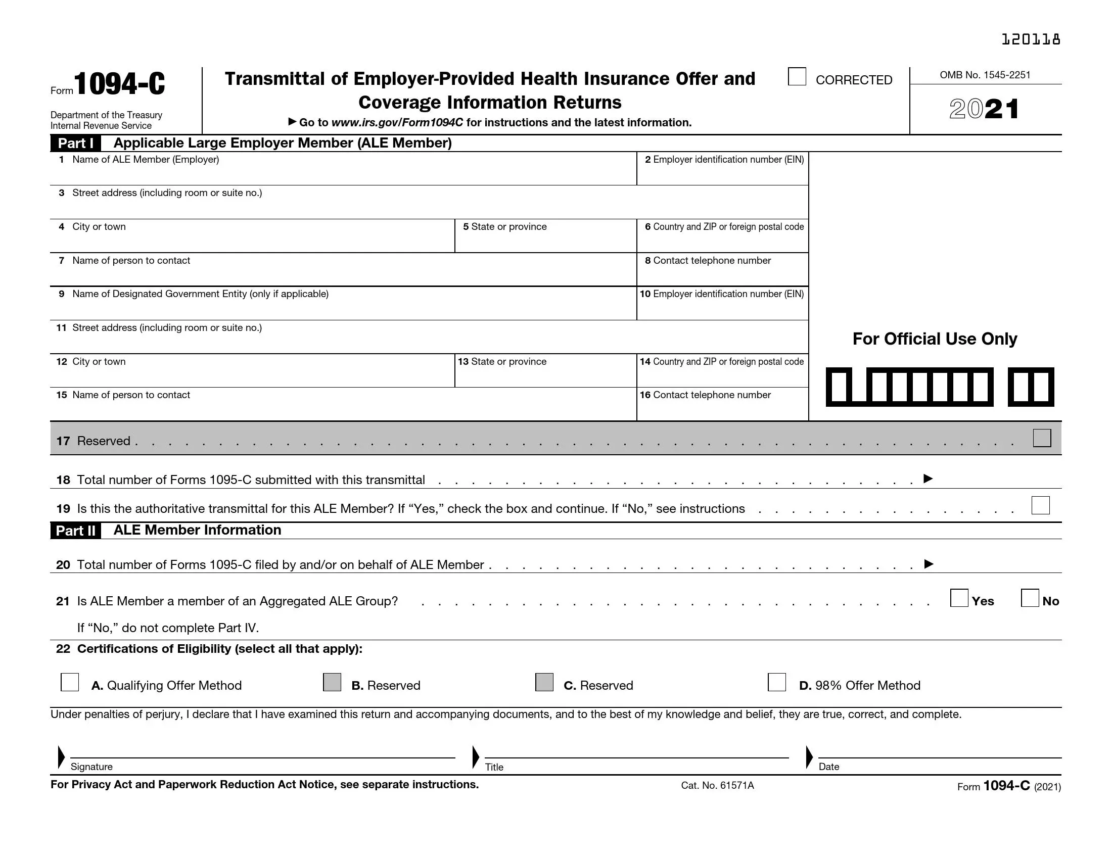 irs form 1094-c 2021 preview