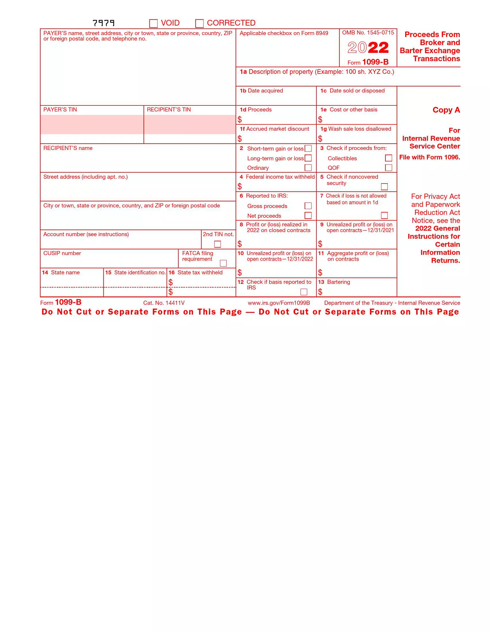 irs form 1099 b 2022 preview