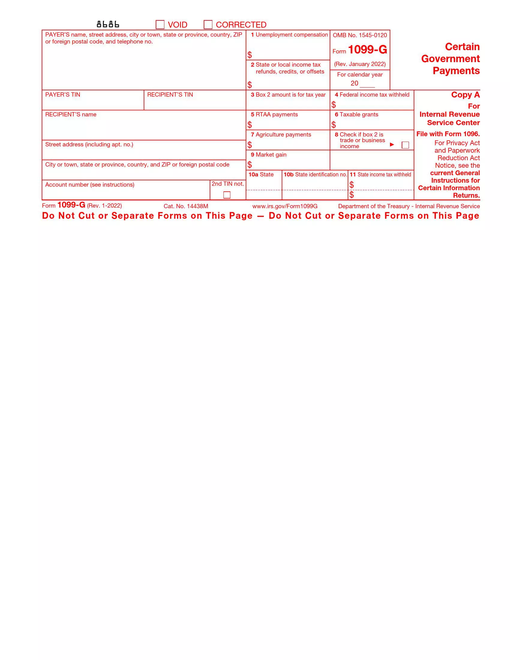 irs form 1099-g rev 01 2022 preview