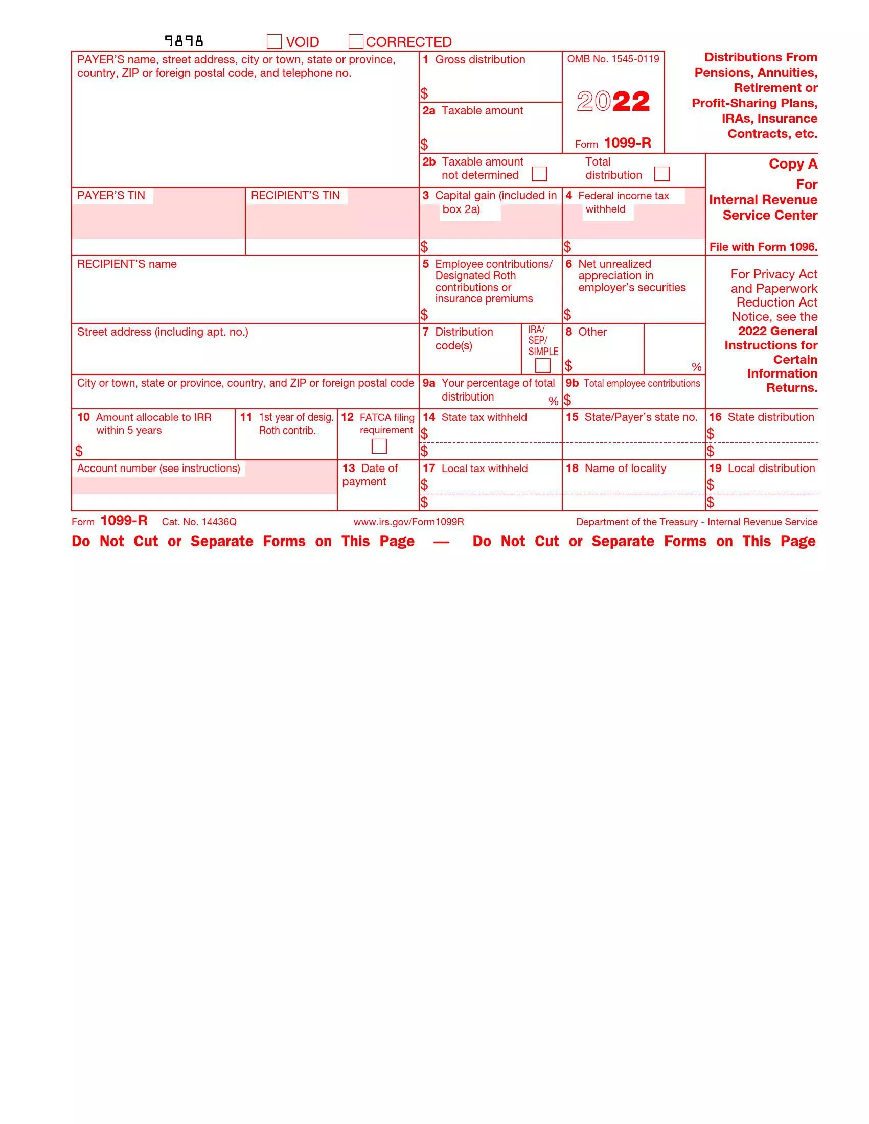 Irs Schedule R 2022 Irs Form 1099-R ≡ Fill Out Printable Pdf Forms Online