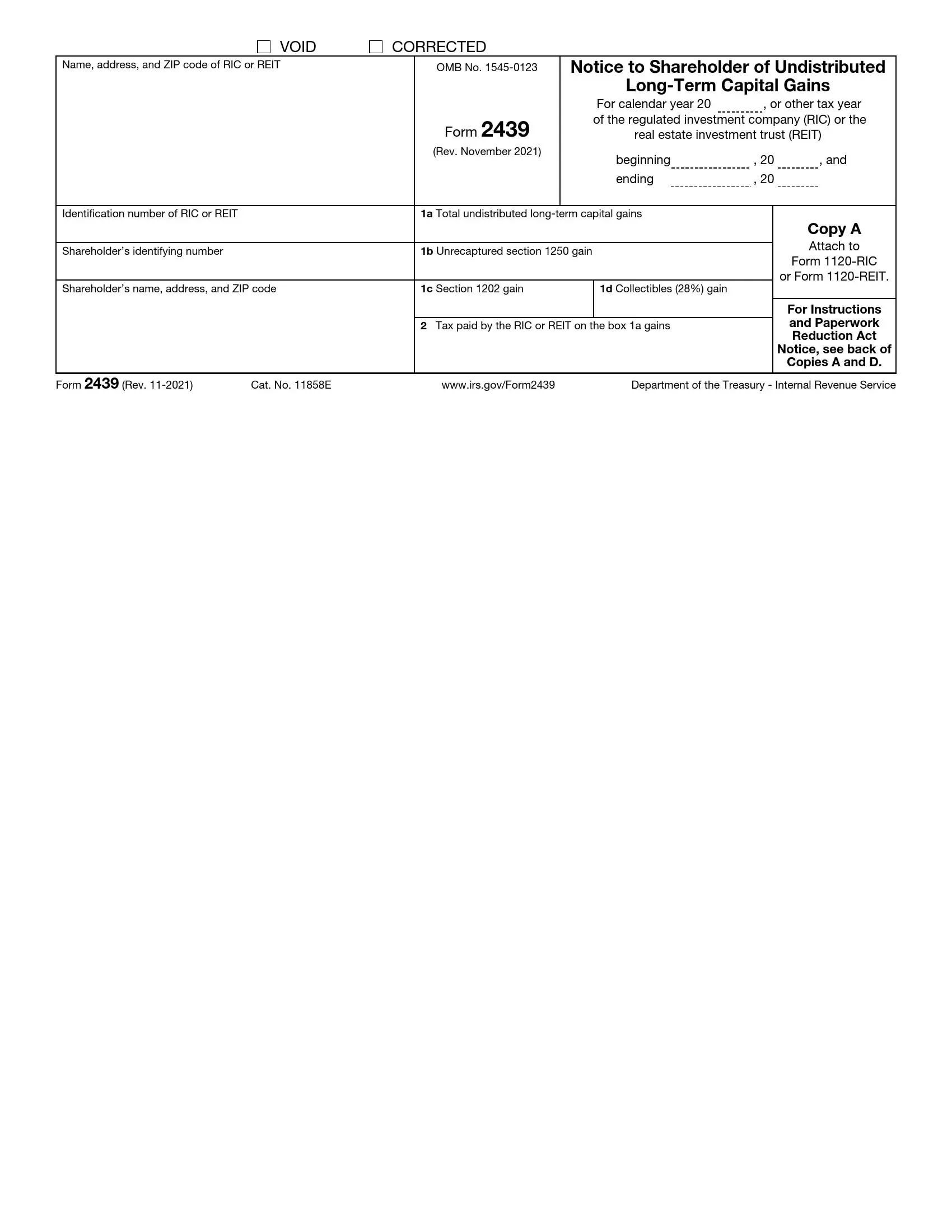 irs form 2439 rev 11 2021 preview