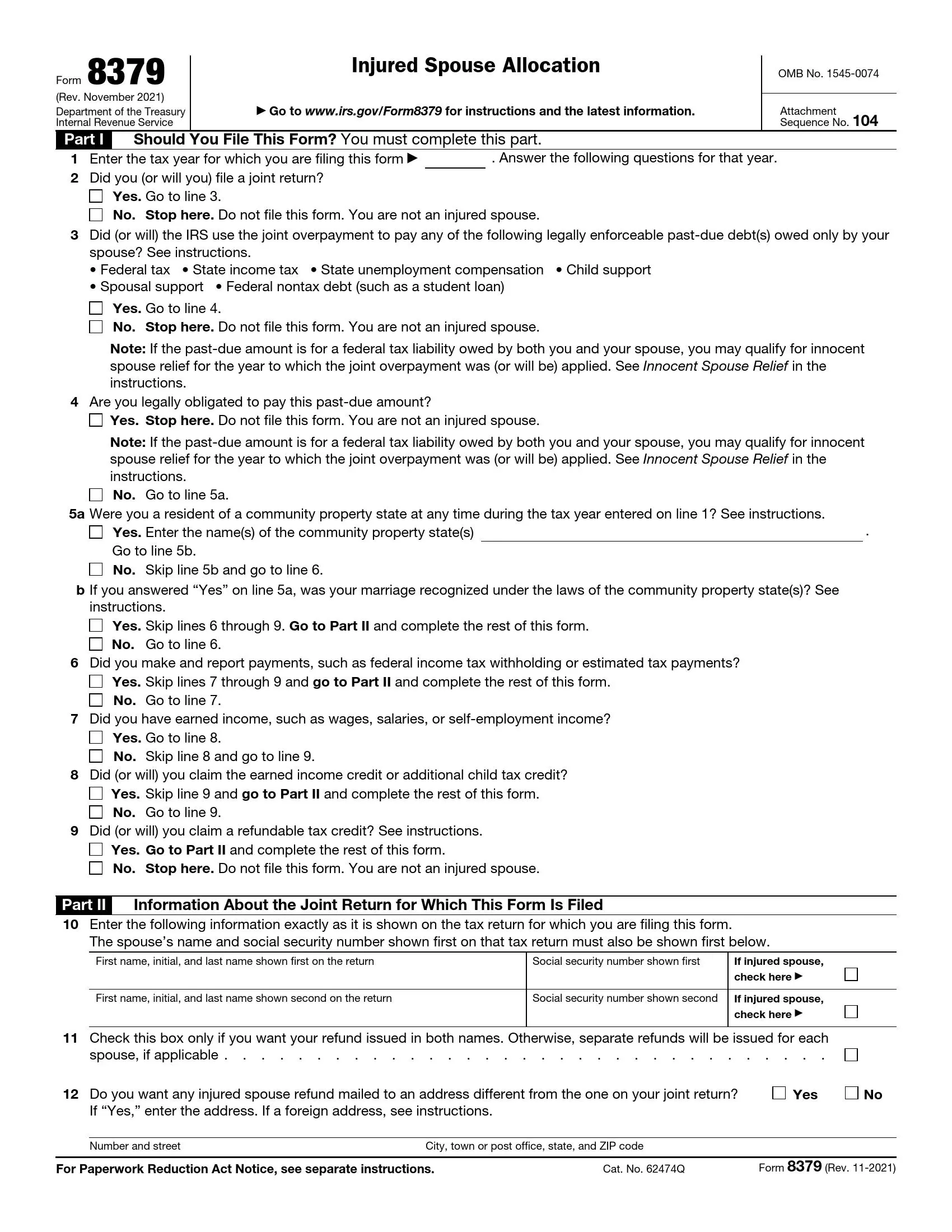 irs form 8379 rev 11 2021 preview