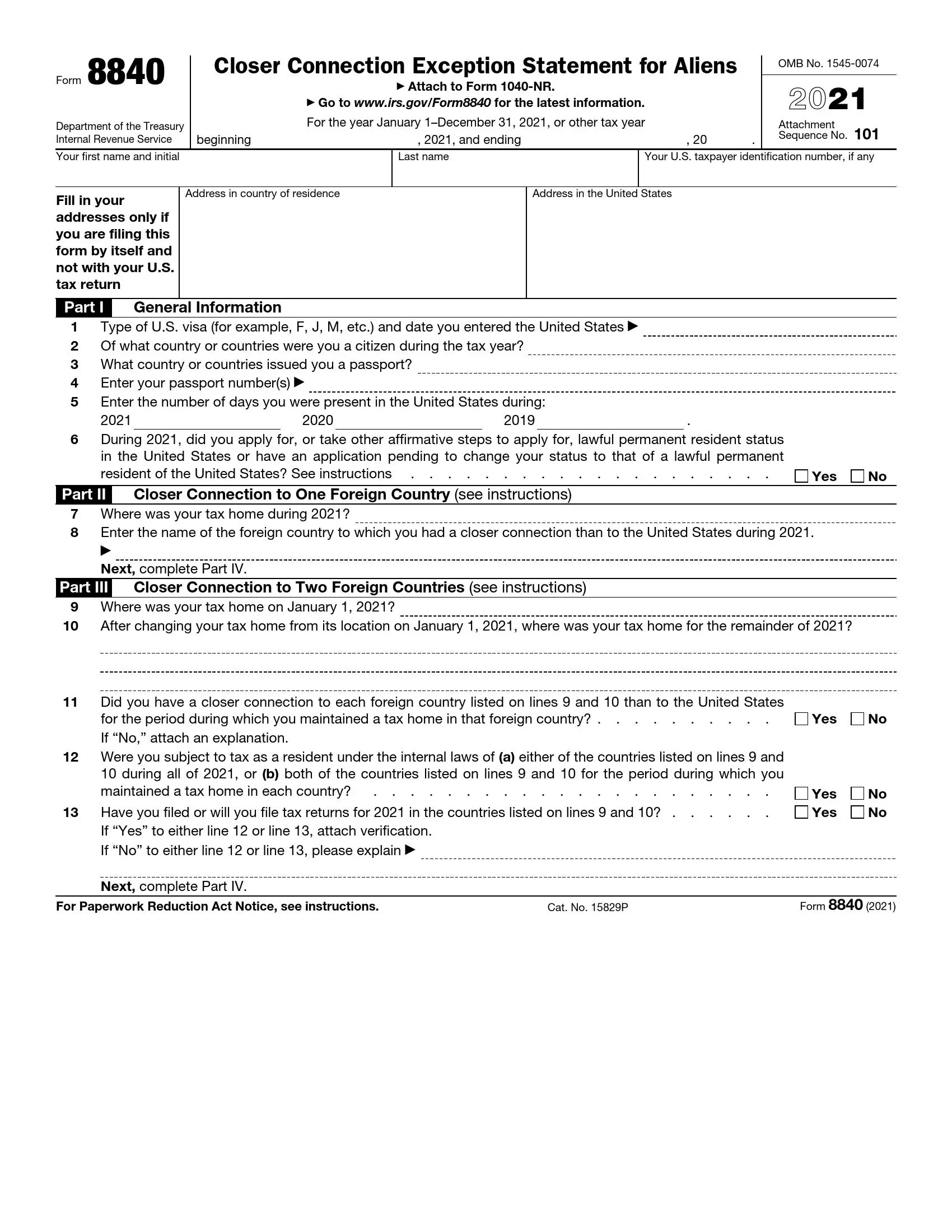 irs form 8840 2021 preview