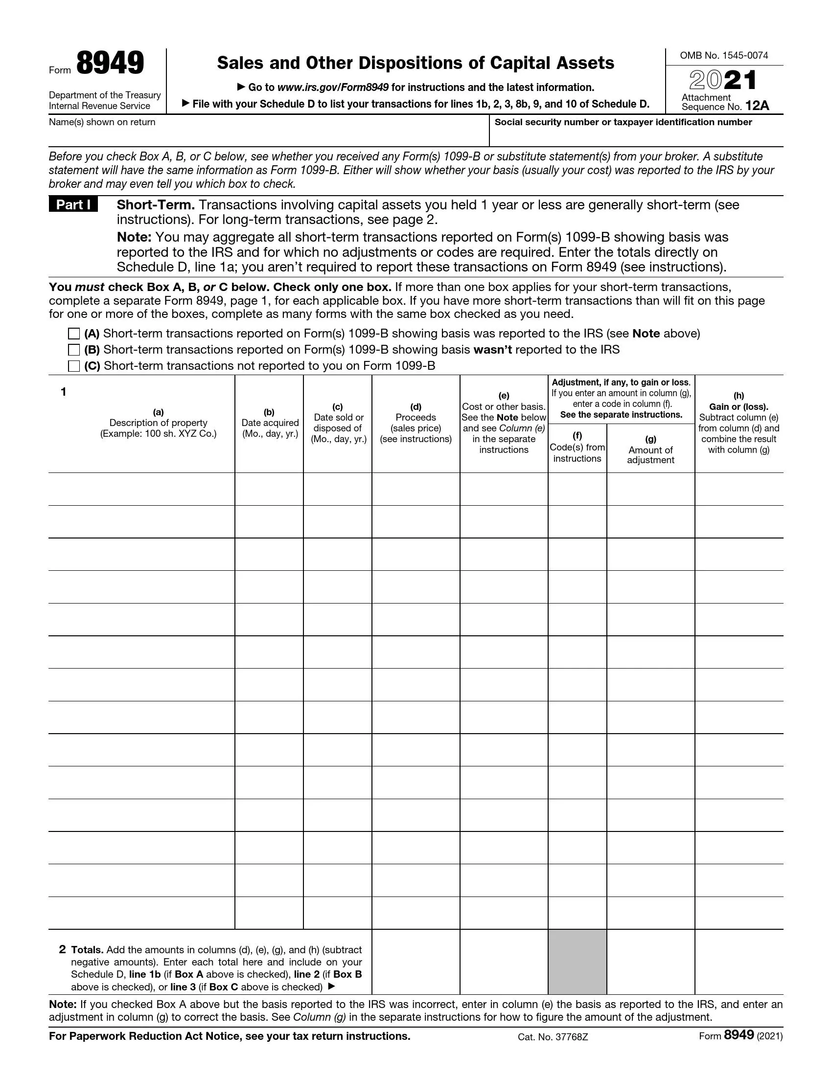 irs form 8949 2021 preview