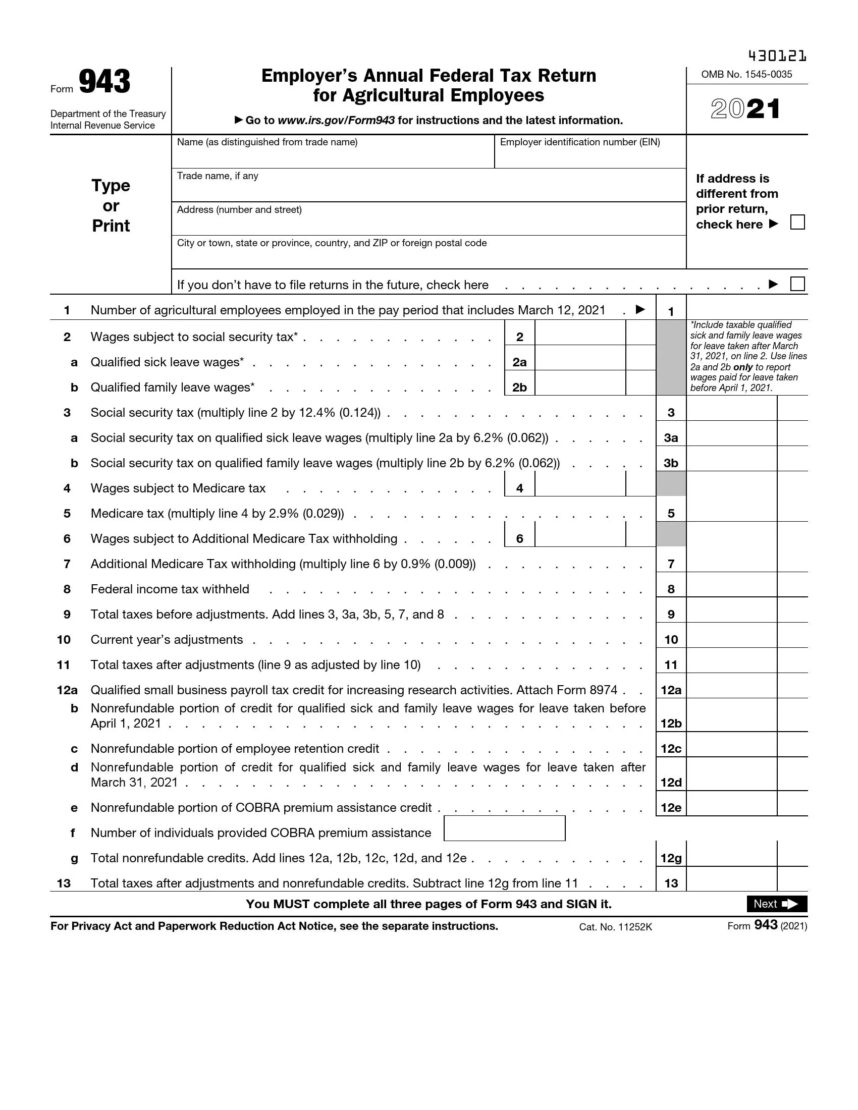 irs form 943 2021 preview
