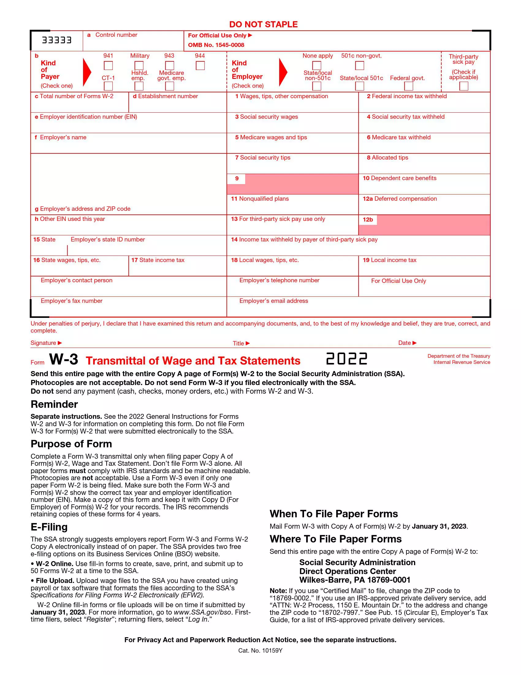 irs form w 3 2022 preview