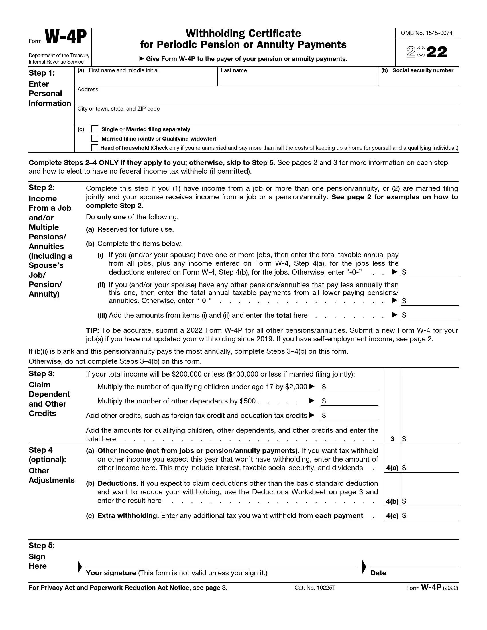 irs form w 4p 2022 preview