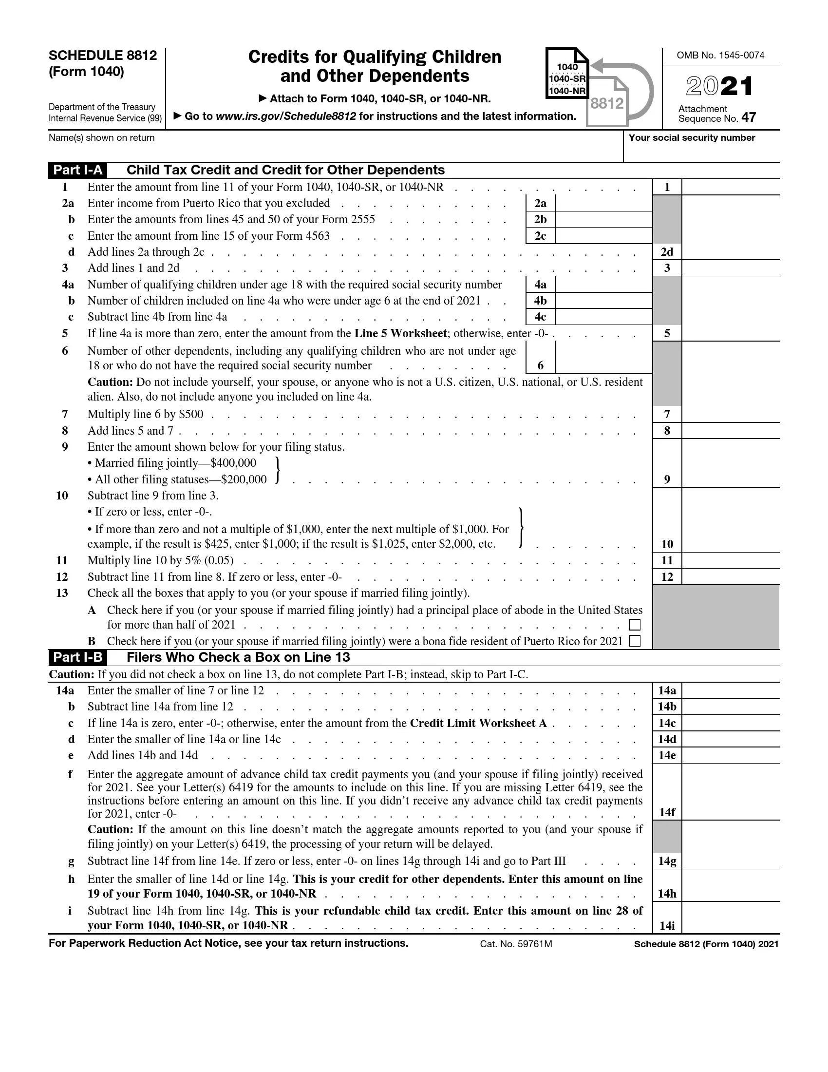 irs schedule 8812 form 1040 2021 preview