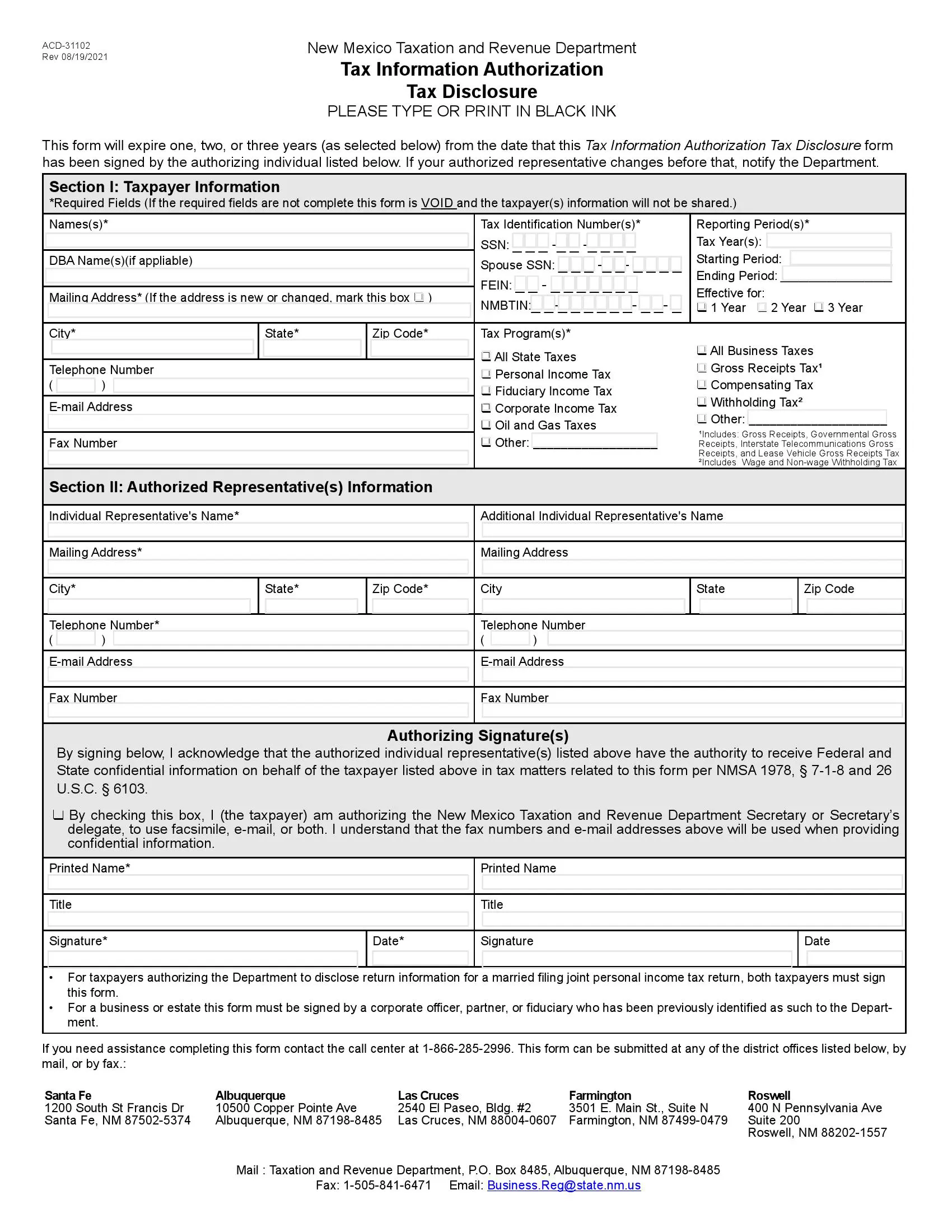 New Mexico form acd 31102 preview