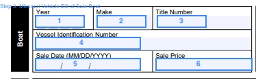 step 3 to filling out a missouri vehicle bill of sale template boat