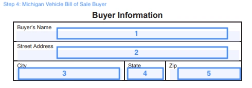 step 4 to filling out a michigan vehicle bill of sale sample buyer