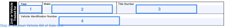 step 6 to filling out a missouri vehicle bill of sale example unit