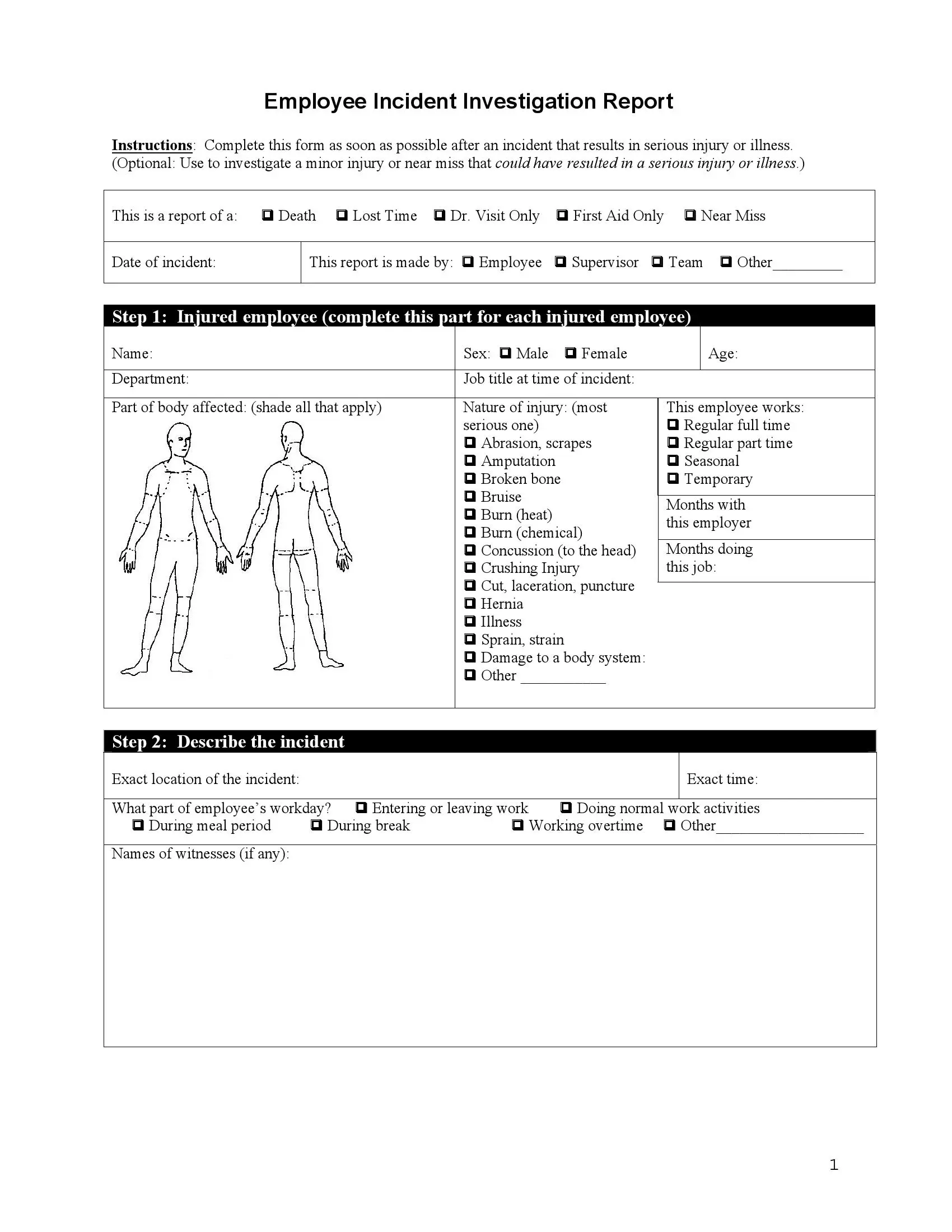 employee accident report form preview