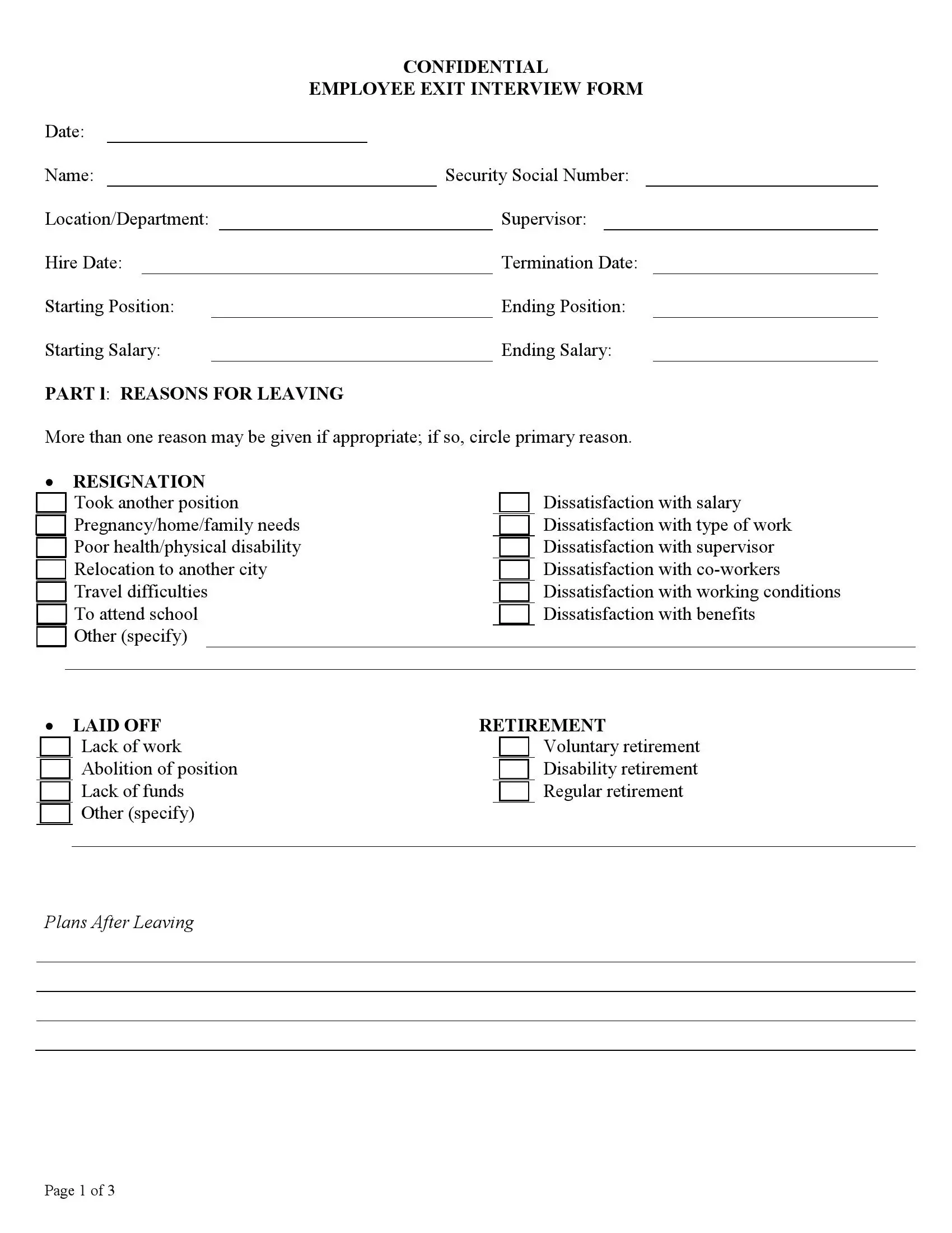 Exit Interview Form, Exit Interview Template