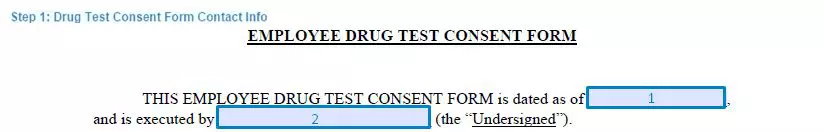 Step 1 to filling out a drug test consent form - contact info