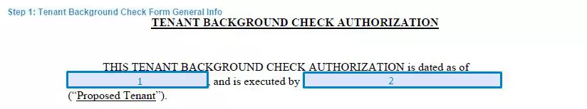 Step 1 to filling out a tenant background check form - general info