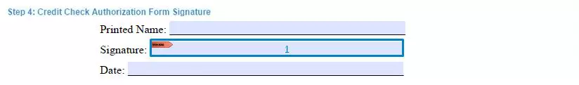 Step 4 to filling out a credit check authorization example signature