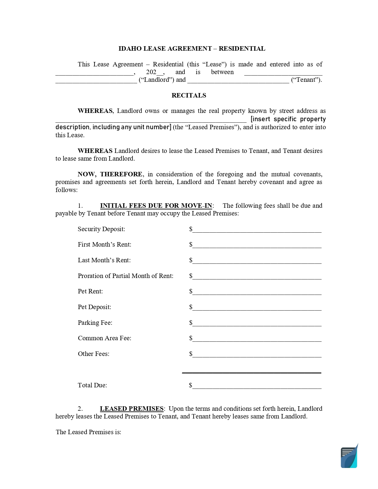 Idaho-Lease-Agreement-Residential-Form